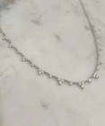 Natural Diamond Round Cut Wedding Engagement Station Necklace 14k White Gold
