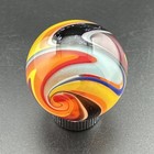 Contemporary Handmade Art Glass Marble 1 10  Orange Yellow Red Blue Swirl Mib