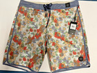 New W Tags  Mens  60 Rvca Swim Trunks 19  Blue floral  Drawstring zipper