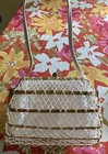 Vintage Japanese Bamboo Fishing Net Basket Folding Purse Bag Minimalist Boho