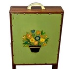 1930s Vintage Wooden Sewing Kit Box Caddy Spool Holder W Decoupage Floral Motif