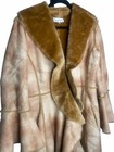 Newport News Penny Lane Jacket coat Fur Suede Tan Brown Flare Mob Wife Size 12