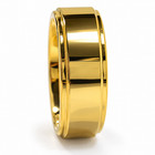 Men s Gold Tone Wedding Band Ring High Polish Double Groove 8mm 9mm Classic