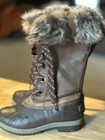 London Fog Big Girls Size 3 Brown Faux Fur Lined Waterproof Winter Snow Boots