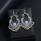 Blue   Silver Boho Floral Chandelier Earrings Dangle Drop Statement Jewelry
