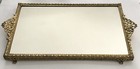 Gold Finish Ornate Mirror Vanity Tray And Handheld Mirror - Vintage