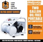 1 Hp 2 Gal 7 6l Ultra Quiet Oil-free Portable Air Compressor 110v 3 9cfm 0 8mpa