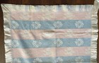 Vintage Reversible Baby Blanket Pink Blue Bears Satin Edge 33  X 43 