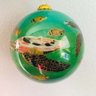 Hand Painted Hawaiian Honu Sea Turtle Hawaii Ocean Life Christmas Glass Ornament
