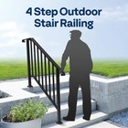 2-pack 4 Step Hand Rails For Outdoor Steps Wrought Iron Railing For Porch Deck