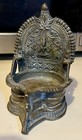 Vtg Brass Lakshmi Ritual Oil  Lamp With Goddess