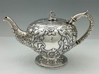 Kirk 11oz Silver Landscape Teapot Birds Floral Stag