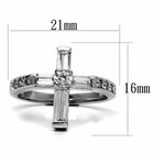 Womens Clear Cz Set In 316 Stainless Steel Non Tarnish Christian Cross Ring