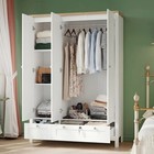 Wardrobe Closet With 3 Doors And 2 Drawers Bedroom Armoire White