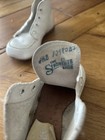 Vintage Hard Bottom Baby Shoes Stride Rite White Leather Lace Up 4 1 2