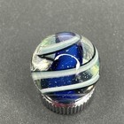 Contemporary Handmade Art Glass Marble  67  Blue Sparkle Core  Swirl Mib  Boro