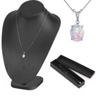 White Opal Stone Pendant Minimalist Droplet Fire Opal Necklace Sterling Silver