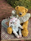 Dollhouse Miniature Coffre D emilie France Teddy Bear  Bunny Toy Diorama Vintage
