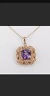 Amethyst 1ct Cushion Cut Halo Pendant 14k Yellow Gold Plated Free Chain 18 