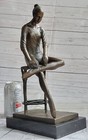 Woman Seated In An Armchair By Colinet Figure Bronze Sculpture Statue Decor Sale