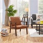 Mid-century Faux Leather Armchair Upholstered Accent Chair For Living Room Used