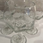 Vintage Libbey Chivalry Wine Goblet Clear Textured Hexagon Glass Set Of 4