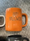 Lot Of 6 Rae Dunn Halloween Themed Orange  Black  White  Green Mugs - Good Cond 