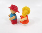 Vintage Playskool 1980 s Lil Playmates Little People Figures Lot Of 2 Fireman