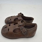 Rare Antique Buckle T-strap Leather Baby Shoes For Child Or Doll 4 3 4    F1