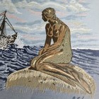 The Mermaid Copenhagen Crewel Embroidery  Ship Seascape Nautical Adele Veres