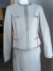 Vintage Tan silver Cotton leather Jacket   Skirt Suit Set Carlisle Size 6 Nwt