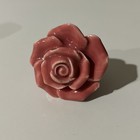 Vintage Ceramic porcelain Mauve Rose Drawer Pulls Set Of 6
