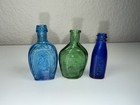 Vintage 2  Mini Glass Bottles Lot Of 3  Blue  Aqua And Green  Taiwan