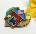 Heart Shaped Doberman Dog   House Pin  Echo   Hara Collectible Pin  Brooch