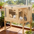 Wooden Guinea Pig Cage 2-story With Ramp   Tray - Indoor Rabbit  Ferret  Hamster