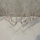 Hand Painted Champaign Flute Long Stem Glass Wedding Celebration Set Of 4