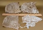 Antique Hand Made Lace Baby Bonnets Perfect For French German Dolls 4 Piece Lot