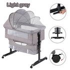 Baby Crib Bedside Bassinet  3-in-1 Full Mesh Adjustable Headboard Bassinet