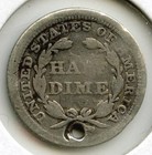 1855 Seated Liberty Silver Half Dime - Hole - Philadelphia Mint - P831