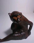 Vintage 1990s Chimpanzee Monkey Posing Cast Iron Doorstop Brown 7lx3wx5h 