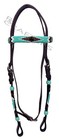 Leather Western Headstall Bridle Browband Hand Braided Colourful Beads Raw Hide