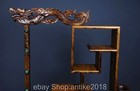 16 8   Chinese Huanghuali Wood Carving Inlay Turquoise Dragon Bookshelf Statue