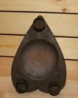 Vintage Hand Carving Floral Wood Set 3 Small Mugs  Tray And Bottle