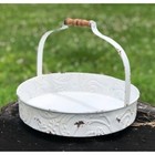 New Shabby White Tray Metal Cottage Chippy Tabletop Farmhouse 10 wx9 h Embossed