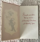 Unused Christmas Girl Angel Bird Wreath Tutu Headband Vtg Greeting Card 1950s