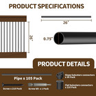 105 Pack 26  Aluminum Deck Balusters 3 4  Round Deck Railing Spindles With Conec
