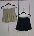 Set Of 2 French Toast Girls Pleated Uniform Skirt Skort Size 7 Navy Blue   Tan