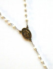 Holy Family Artificial Pearls Rosary With Bronze Tone Crucifix And Center