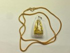 Thai Buddha Amulet In Sealed Acrylic Case And 24  Golden Toned Necklace