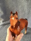 Vtg Horse Figurine Brown Lefton  H8167 Light Brown Beige Glossy Porcelain